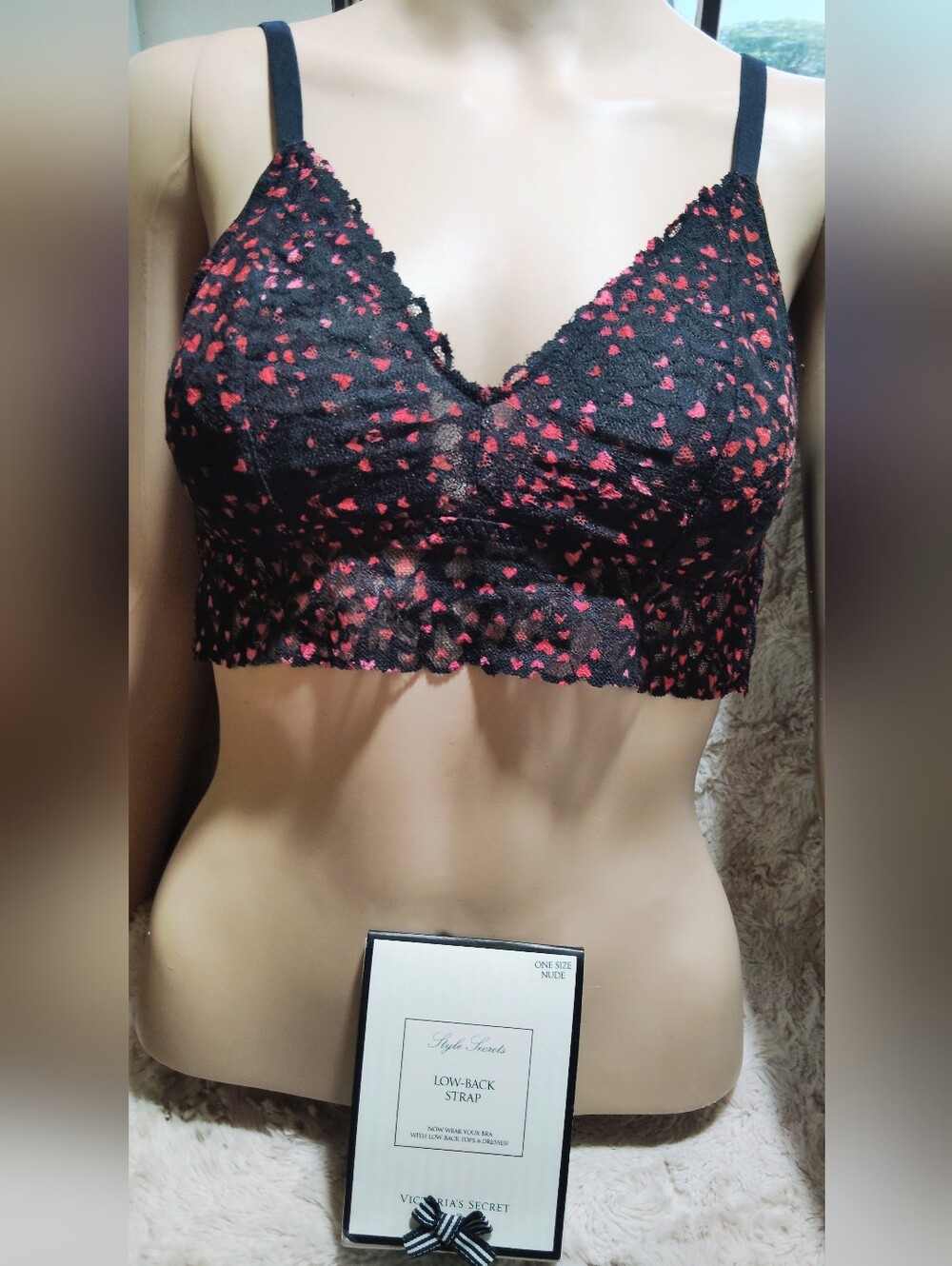 Victoria's Secret Heart Lace Bralette & NIB, Nude Low Back Strap